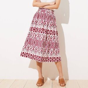LOFT • Ikat Linen Blend Pull On Midi Skirt